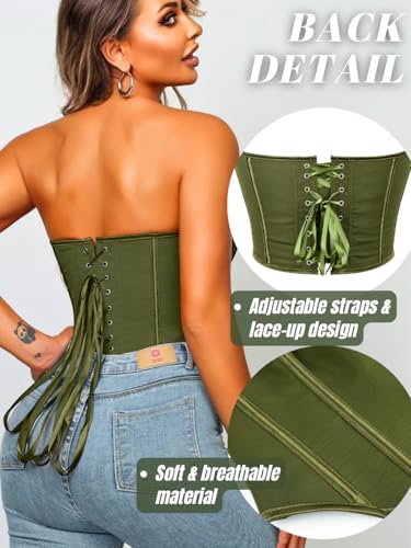 Image of ChiaoLezhee Heart Corset Top For Women, Sexy Concert Outfits Going Out, Strapless Crop Top, Overbust Bustier