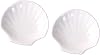 Cabilock Ceramic Shell Shaped Plates Set 6Pcs Seashell Appetizer Plates for Snacks Desserts and Home Dining 4 Inch Small White Shell Dish for Breakfast and Entertaining