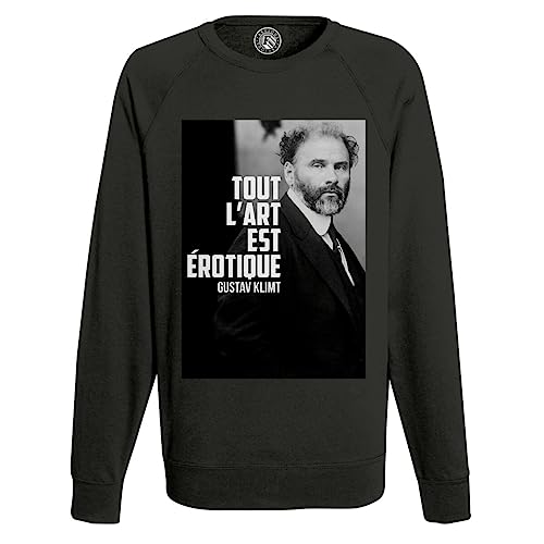 Sweatshirt Homme Tout l'art Est Érotique Klimt pull noir col rond en coton