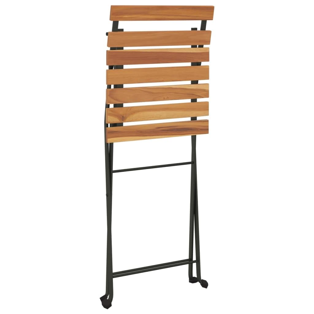 vidaXL Sillas cafetería Plegables 4 uds Acero y Madera Maciza de Teca