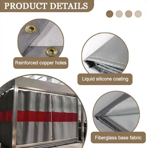Générique Bâche de soudage en Rouleau, ignifugée, imperméable, résistante à l'usure et revêtue de Silicone, Rideau de soudage avec fenêtre d'observation, écran en Fibre d