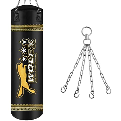 4ft,5ft,6ft Punch Bag/MMA/kick/Heavy/Un-Filled/Empty with chain (Black) (4ft Un-filled Bag)
