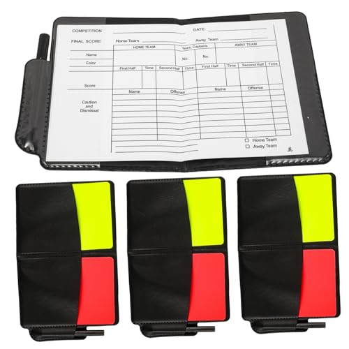 KOMBIUDA Essential Soccer Equipment Referee Kit with 4 Sets of Cards Holder Pencil Score Book