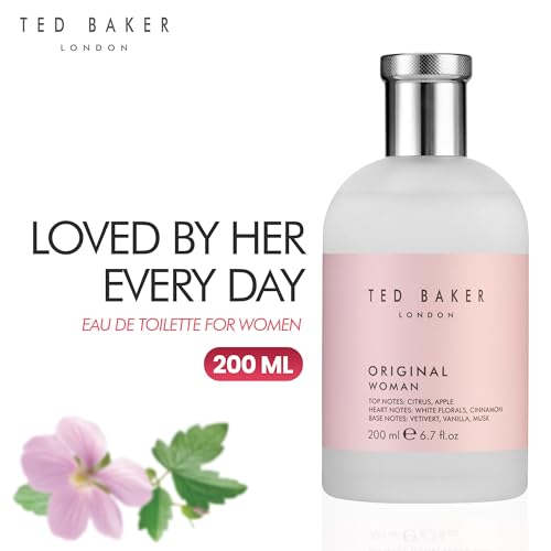 Ted Baker Woman Pink EDT, floral green feminine fragrance, opening notes are fresh peach, bergamont and tangerine with warm musk, vanilla and vetiver base notes, 6.76 fl oz