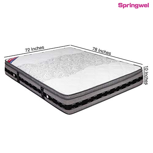 Image of Springwel Luxury Collection Latex Eurotop-10 10 Inches Pocket Spring Mattress (White and Grey)