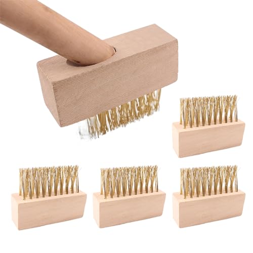 Ganquer 5 cabezales de repuesto para cepillo de patio, cabezales de cepillo de malas hierbas para eliminar malas hierbas y acumulación de musgo, cepillo de pavimentación de bloque de madera con cerdas