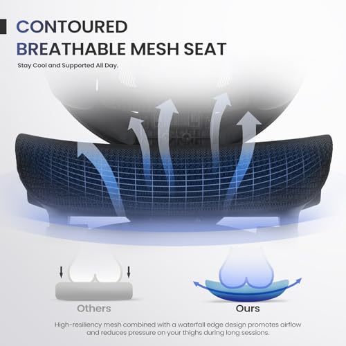 Image of MALOL Ergonomic Mesh Office Chair with Footrest, Executive High Back Computer Desk Chair with 3D Adjustable Headrest & 5-Level Lumbar Support, Reclining Tilt Lock, 3D Arms, 300LBS Capacity, Black