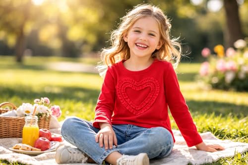 Image of Girls' Heart-Shaped Long Sleeve T-Shirt