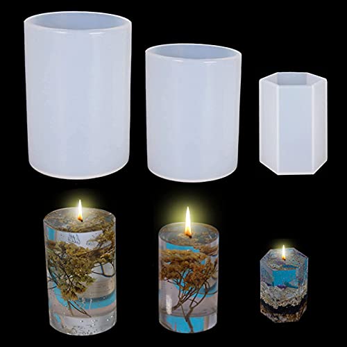 3pcs Silicone Candle Molds for Candle Making, BetterJonny Cylinder Candle Molds for Epoxy Resin Casting Molds DIY Aromatherapy Candles, Wax, Soaps
