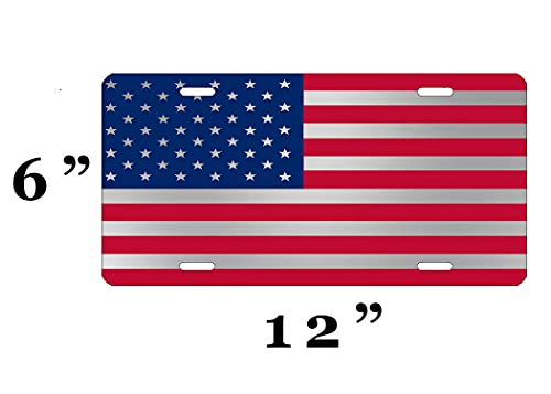 Rogue River Tactical Usa Flag License Plate Novelty Auto Car Tag Vanity Gift American Patriotic Us Metallic Silver #TOP1