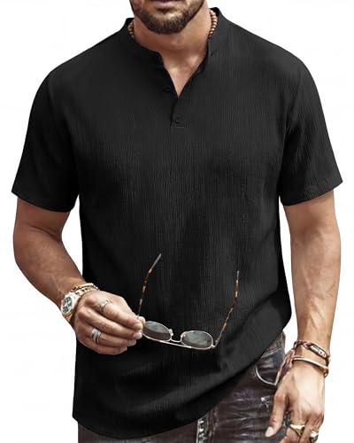 Chemise décontractée pour Homme Style Henley d'Été Coupe Droite Confortable