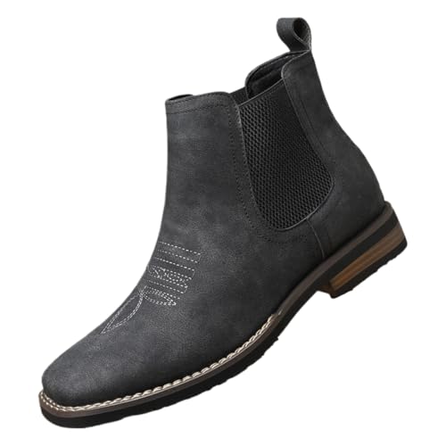 Shoes for Men, Business Embroidering Design Ankle Boots, Fashionable Round Toe Boots for Daily Wear, Male All-match Shoes Daily Wear, Walking Footwear