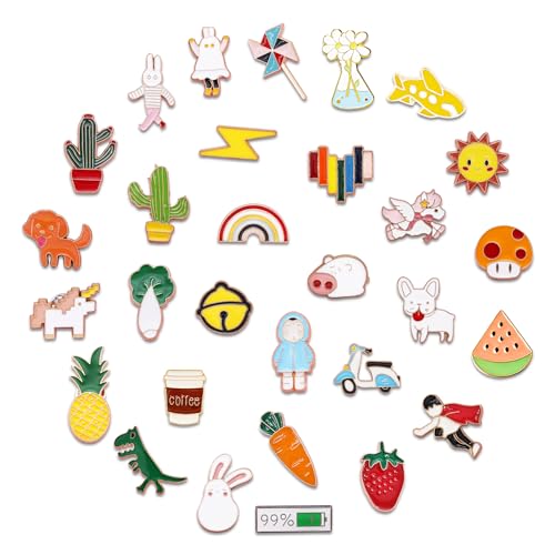 GTOTd Mixed Cute Funny Backpack Enamel Pins Bulk Pins（30 Pcs）Cartoon Lapel Badge Holders Brooch Pins Gifts Merch Party Decoration for Clothes Bags Jacket Hats Decor Random