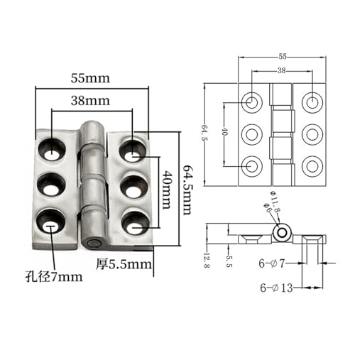 Charnière industrielle acier inoxydable 304 épaisse haute durabilité - 5