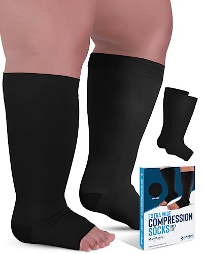 Doctor's Select Toeless Plus Size Compression Socks Wide Calf - Up To 6Xl | 20-30 Mmhg Compression Socks For Women Open Toe #TOP22