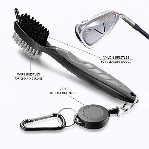 pzihao Golf Club Brush and Microfibe Towel Kit Cleaning brush, with Carabiner Clip Waffle Pattern Cleaning Tool - Image 3
