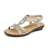 VJH confort Women's Flat Sandals, Rhinestone Open Toe Elastic Strap Slip On Sandals...