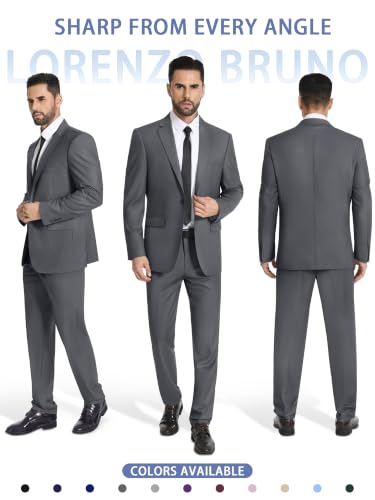Image of Mens Suit 2 Piece Suits for Men One Button Slim Fit Solid Jacket & Pants Tuxedo Set Business Wedding Party Prom
