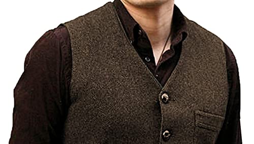 Gilet Costume Homme AIEOE - Tweed, Avec Ceinture Arrière Réglable, Pour Mariage, Affaires Ou Occasions Formelles