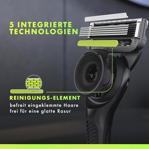 GilletteLabs Rasierer Herren mit Reinigungselement, UEFA Champions League Special Edition, Nassrasierer — Inkl. 1 Handstück, 8 Ersatzklinge mit Magnetischem Dock — Edelstahl, Schwarz 3