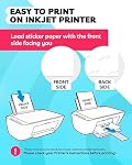 Sticker Paper pour imprimante jet d'encre - (30 Feuilles), 8.5 x 11 Taille de la lettre, Sticker Matte Paper - Idéal pour l'artisanat et l'impression Vibrant, Long-Lasting Designs
