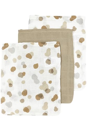 Meyco Baby Stains Waschhandschuhe, 3-teilig (Waschlappen, Babywaschlappen aus 100% Baumwolle, saugstark & schnelltrocknend, multifunktional), Sand