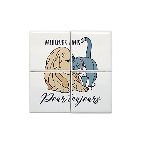 Carreaux céramique décoratif chien et chat pour une cuisine ou un salon chaleureux