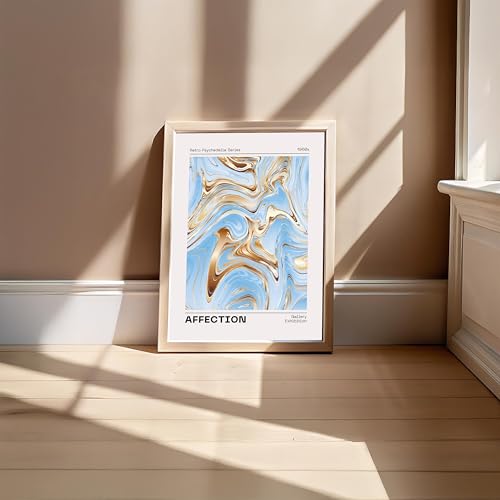 Image of BLINKART Matise Blue Aesthetic Modern Art Walls With Frame | Natural Wood Texture | Living Room Bedroom Office Wall Decoration | Poster Home Decor Frames Wall Bedroom | 12x8 Inches (D79)