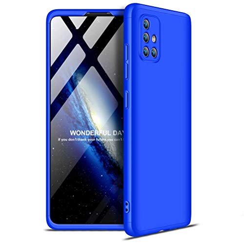AILZH cáscara Compatibles para Funda Samsung Galaxy A51 Carcasa 360 Grados PC Duro Funda Anti-Shock Parachoques Shock Protection Caso Mate Bumper Antichoque Case Cover(Azul)