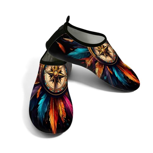 Zapatos deportivos acuáticos unisex con diseño de plumas nativas americanas