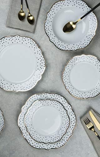 Waterside Fine China 12 Piece Floral Dotty Dinner Set