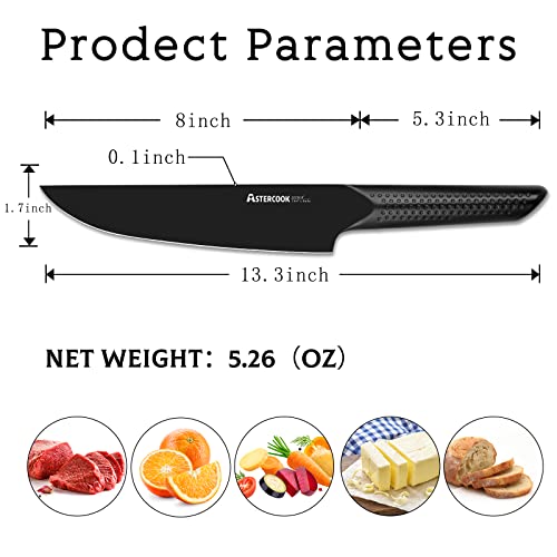 Astercook Chef Knife, 8 Inch Pro Kitchen Knife Dishwasher Safe, High Carbon German Stainless Steel Chef's Knives With Ergonomic Handle, Elegant Black, Best Gifts #TOP7