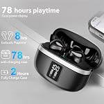 Ecouteurs Bluetooth Casques sans fil, 50H Bouds d'oreille basse profonde avec 4 Le bruit annule le microphone, IPX5 Earphones étanches pour iPhone Android audifonos inalambricos (Noir profond)