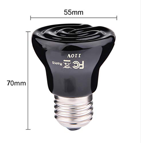 Md Lighting Mini Ceramic Infrared Heat Emitter Bulb(2 Pack), 100W Reptile Heat Lamp Bulb For Pet Amphibian Snake, Turtle, Lizard, Chicken, Brooder Coop, No Light, 110V #TOP1