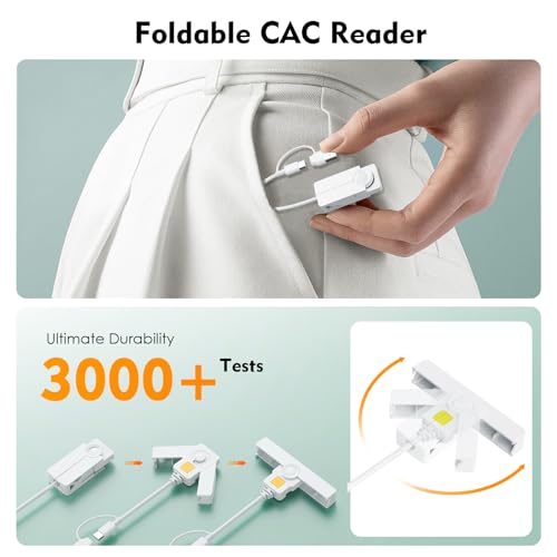 Image of CAC Reader with 2 in 1 USB /Type C Dual Connector, DOD Military USB Common Access CAC Card Reader Type C Smart Card Reader Compatible with Windows, Mac OS Mini Fold Plug and Play