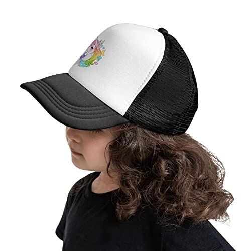 Waldeal Girls Cute Unicorn Trucker Hat Adjustable Kids Mesh Snapback Hats Toddler Baseball Cap Ages 4-10 Black #TOP2
