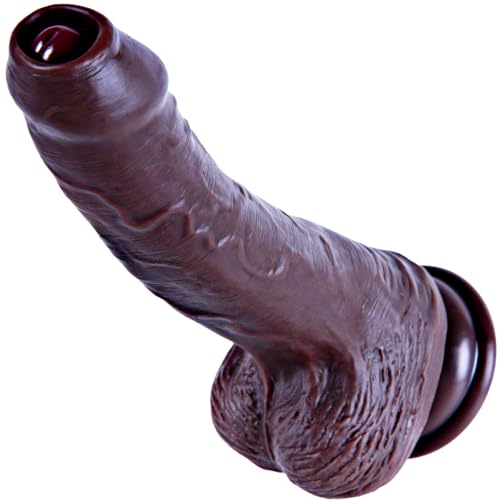 8 inch Realistic Black Foreskin Dildo Uncut Movable Large Dildo Dual Density Silicone Anal Penis with Suction Cup Vaginal Anal Life Like Sex Toy Suitable for Beginner Men Women and Couples