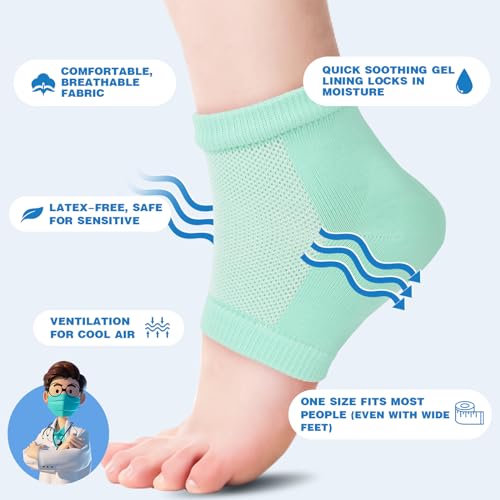 Image of TEAWOO Moisturizing Heel Socks - 6 Pairs for Dry Cracked Feet