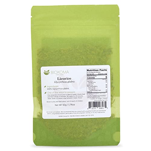 Pure And Natural Biokoma Licorice Dried Cut Root 50G (1.76Oz) In Resealable Moisture Proof Pouch #TOP1