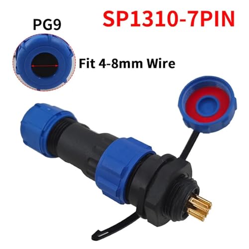 Conectores SP1312 Impermeables IP68 Enchufe Aviación de 7 Pines PG9 2