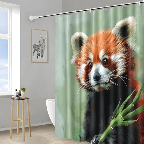 Shower curtain lavable rideau douche animaux gris vert imperméable 180x220 avec crochets - 3