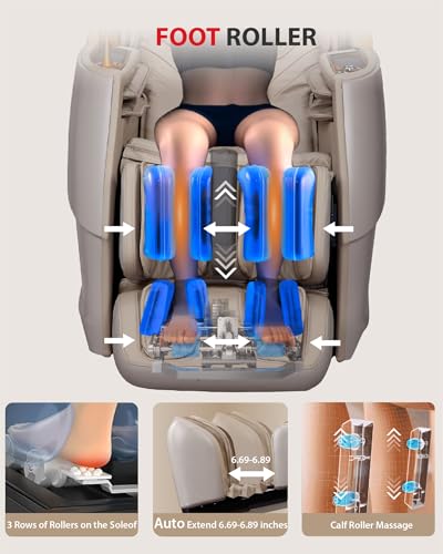 Image of Upgrade 4D Massage Chair Zero Gravity | Massage Chair Full Body and Recliner AI Voice Control Shiatsu Massage Chairs Auto Legrest Calf & Foot Rollers Heated | Program Customization Beige