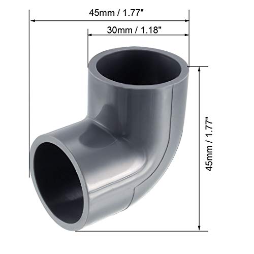 Codo de PVC 25mm para riego de jardín y huerto casero con conectores de acople Uxcell gris 5 piezas 4