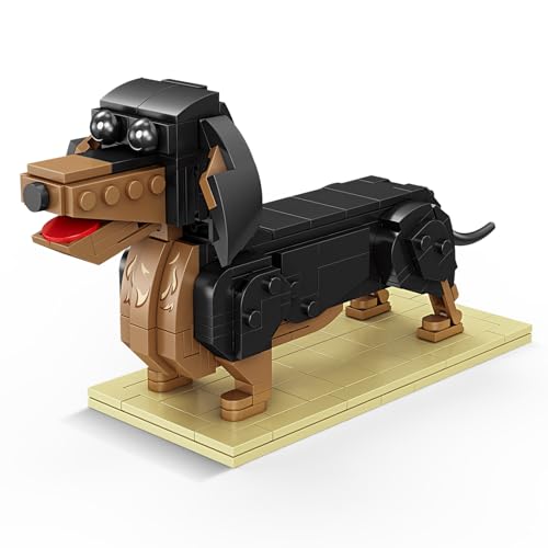 KAZI Dachshund Dog Building Toy Set,Adorable Weiner Dogs Figures for Girls Age 8-12,Gift Idea for Dog Lovers,Puppy Model for Kids Who Love Animals,Party Favors,Birthday Gifts,Easter Basket Stuffers