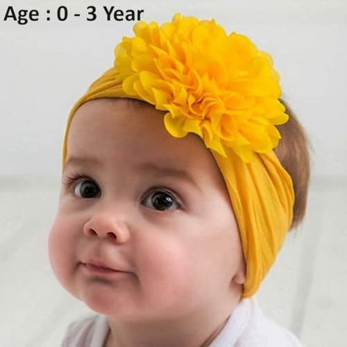 Image of SYGA PACK OF 12Headbands Nylon Flower Soft Stretchable Hairband for Newborn Infant Toddler Kids For 0-3 Year (Multicolor)