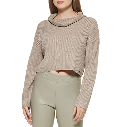 Image of DKNY Women's Turtleneck All-Day Comfort Cropped Sportswear Sweater