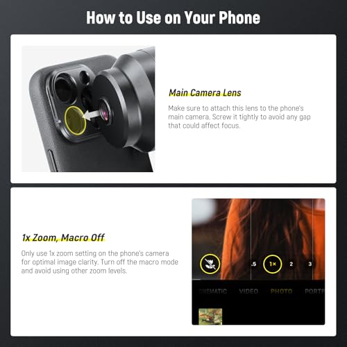 NEEWER HD 65mm Telephoto Phone Camera Lens with Lens Hood Only for 17mm Thread Lens Backplate Cell Phone Cage Case, 1.7X Zoom Lens Attachment Compatible with iPhone 16 15 S25 S24 Ultra Android, LS-66