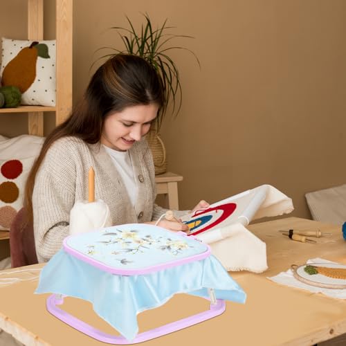 Image of PATIKIL 9.4 inch x 8.7 inch Square Embroidery Hoop Stand, Adjustable ABS Plastic Cross Stitch Stand Hands-Free 2-Tier Embroidery Hoop Holder Punch Needle Frame for Sewing Needlework, Lavender