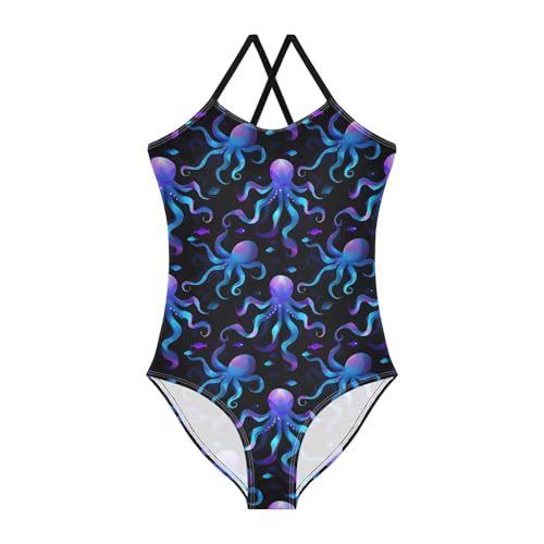 Octopus Pattern Girls One Piece Swimsuits Summer Quick Dry Beach Bathing Suit