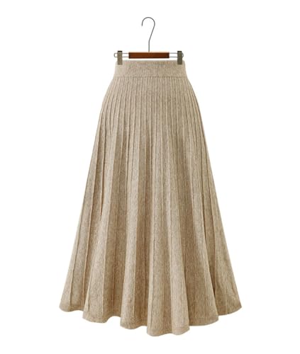 Femiserah Women's High Waist Button Front Pleated Knit Sweater Midi Skirts3